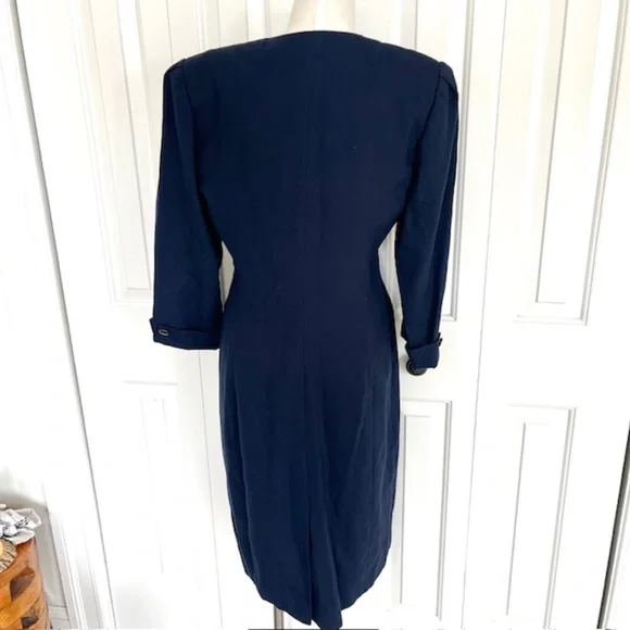 KASPER for ASL Vintage Navy & Red Dress Size 10 - Picture 3 of 8